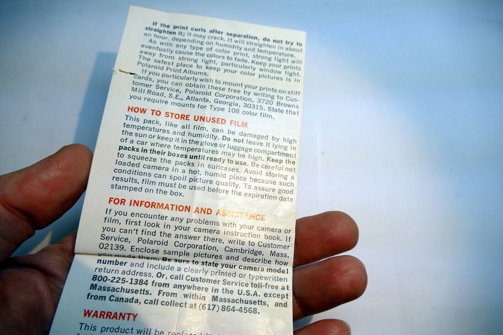 Brochure for Polaroid Type 108 Land film 3 1/4 X 4 1/2 " 