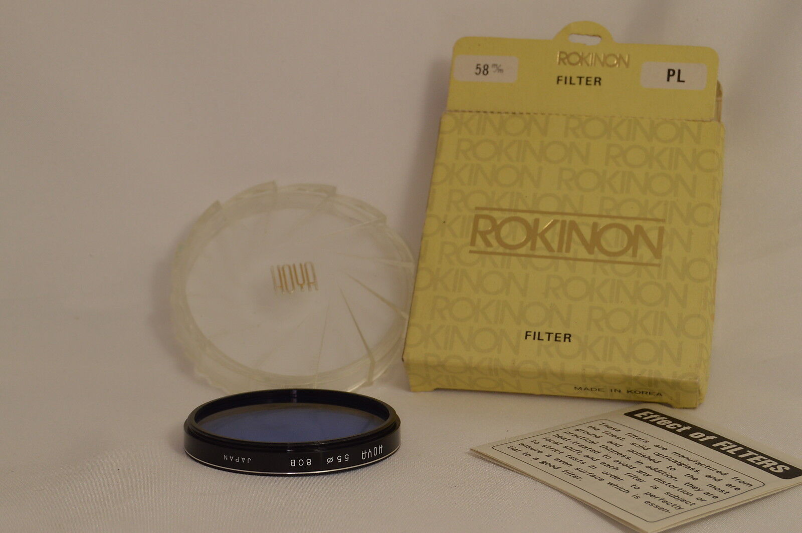 HOYA 55Ø 55mm Blue 80B Lens Filter Japan in Rokinon box  9216052