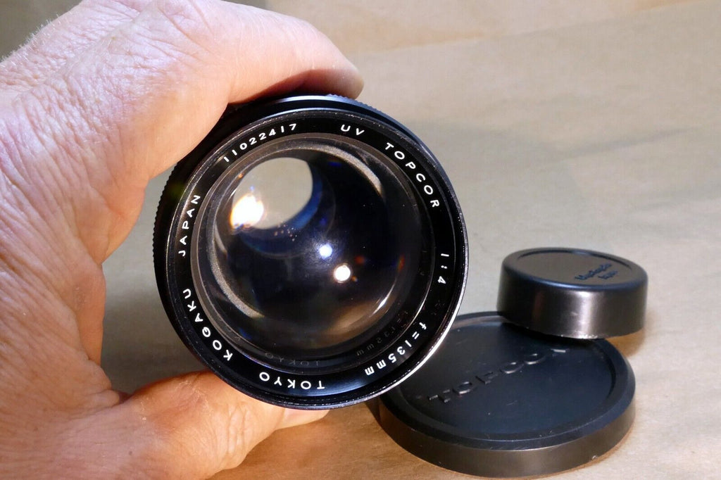 Topcon 135mm f4.0 Lens prime UV Topcor Unirex - with light haze inside, mint