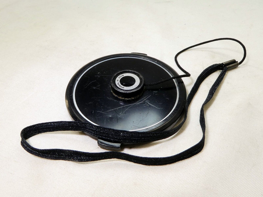 Black 55mm Lens front Cap  Snap on type with keeper string holder
