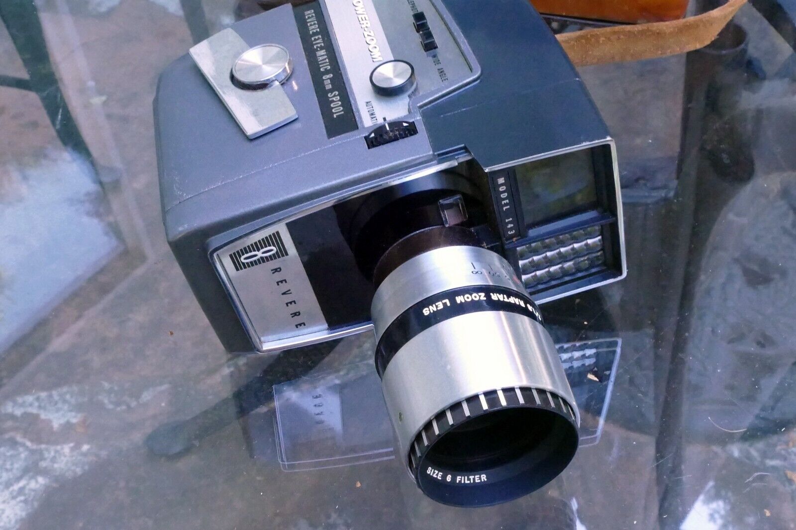 Revere 8 Eye-Matic 8mm Model 143 Power Zoom Camera w/ Raptar Lens -  PARTS AS IS