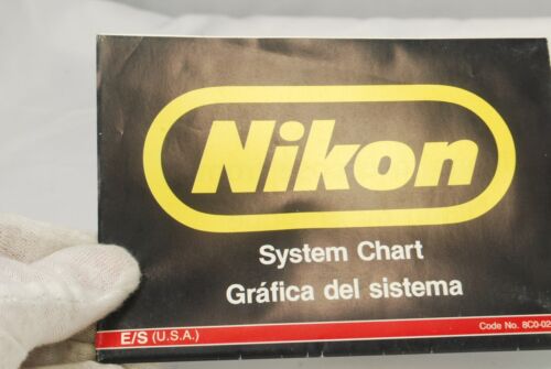 Nikon System Chart Cataloque Accessory List vintage 1970's  FA F3 7216029