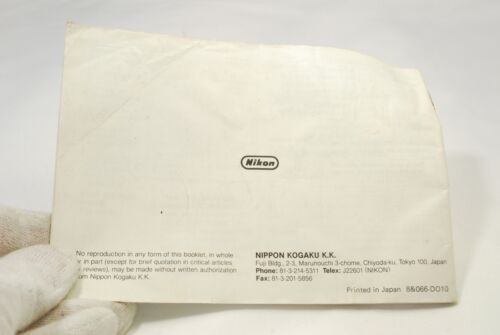 Nikon Speedlight flash SB-20 Instructional Manual 7216037 genuine vintage