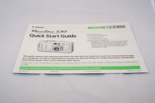 Canon Digital Camera PowerShot S50 Quick Start Guide (EN) 7117021