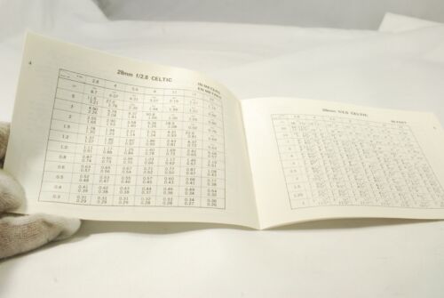 Minolta Celtic Lenses Depth-of-field Tables Catalogue 7219084